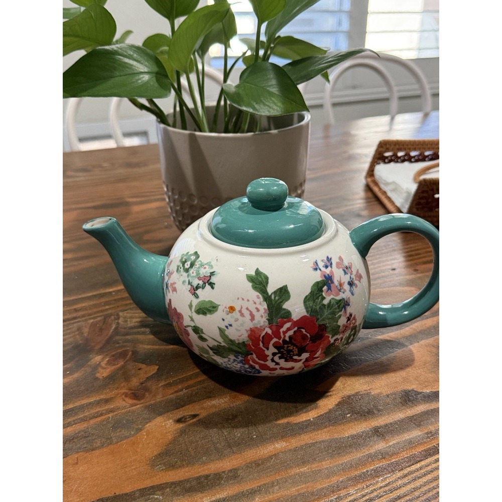 The Pioneer Woman 45oz Flea Market Country Garden Teal & Floral Teapot